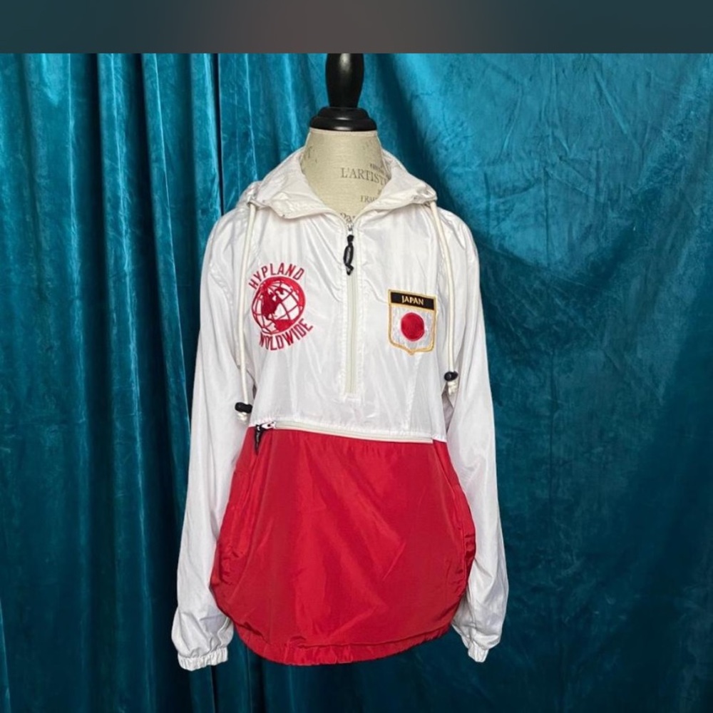 HYPLAND White & Red Windbreaker Pullover Jacket - Japan Patch